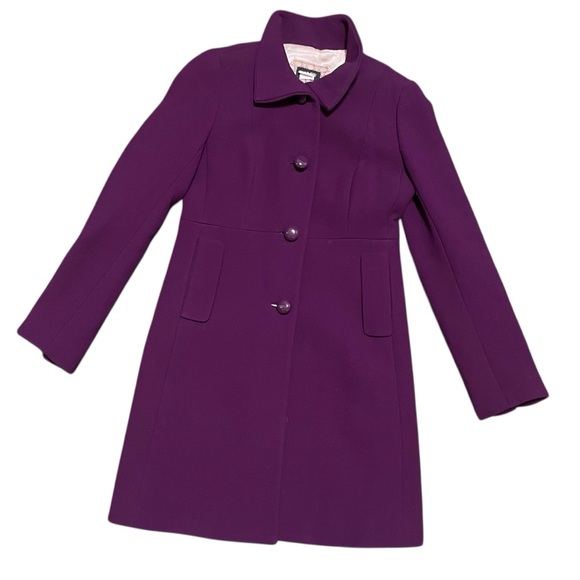 J.Crew Lady Like Purple Wool Overcoat Sz 0 Preppy Office Retro Elegant Feminine - Picture 4 of 11